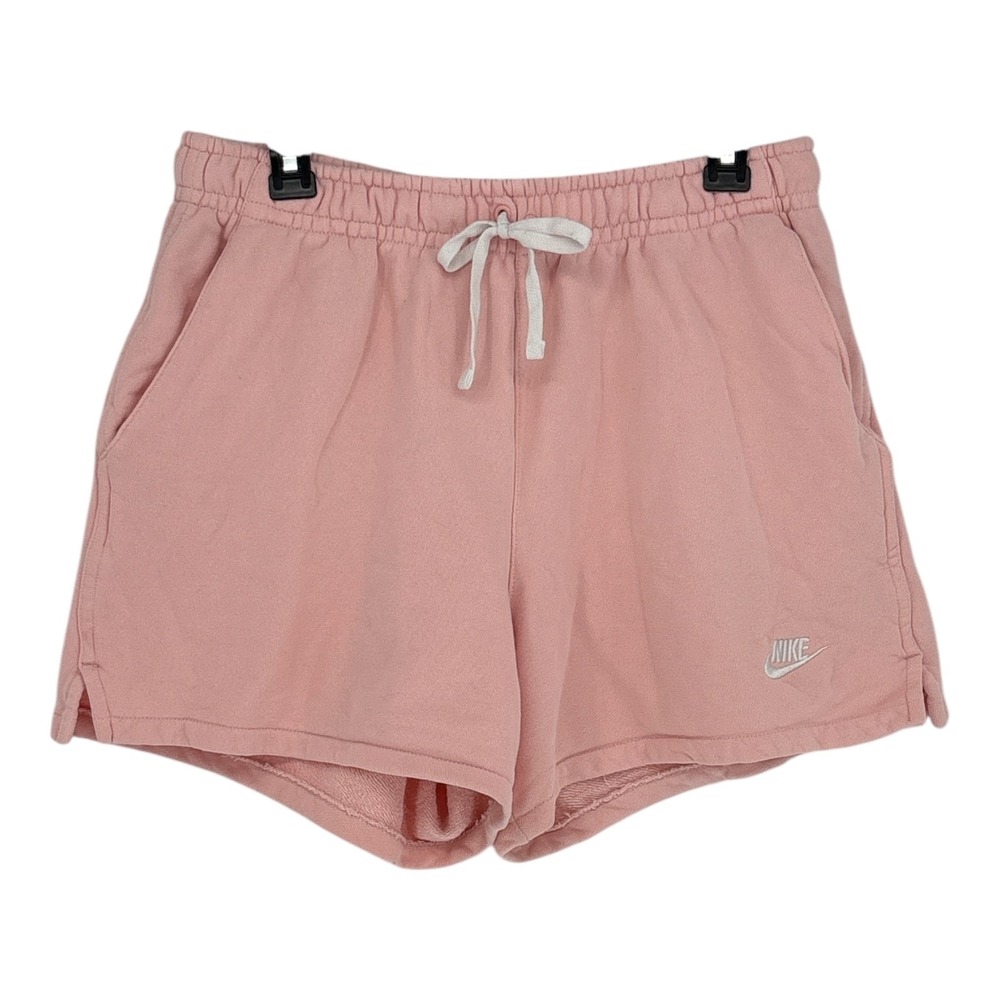 Nike Womens Pink French Terry High Rise Sweat Shorts Size L Sporty Soft Lounge